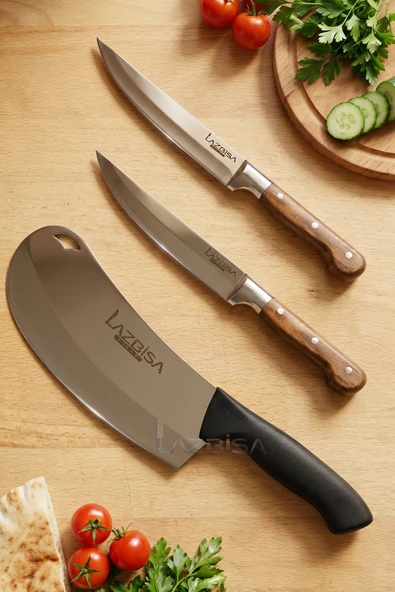 LAZBİSA İncisive Serisi Mutfak Bıçak Seti Et Ekmek Sebze Pizza Pide Salata Bıçağı 3 Lü Set ( Mtf-457) ürün görseli 1