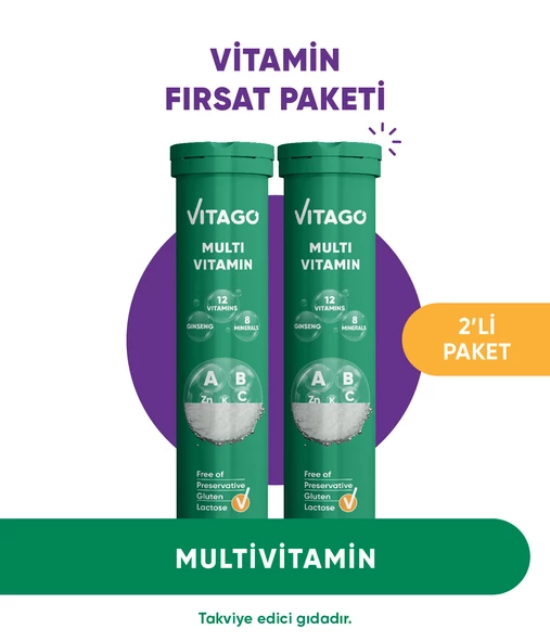 2li-Vitago Multivitamin, Multimineral 20li Efervesan Tablet ürün görseli 1
