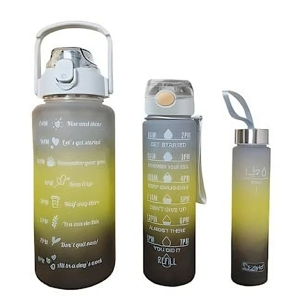 Kırılmaz Silikon Su Şişesi, Zaman İşaretli Motivasyon Su Galonu Büyük Kapasiteli 2000ML, 900ML, 300ML, Sızdırmaz BPA Free Fitness Spor Su Şişesi ürün görseli 1