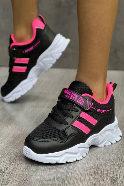 Lastikli Cırtlı Yumuşak Esnek Hafif Nefes Alabilen Unisex File Çocuk Sneaker Spor Ayakkabı ürün görseli 1