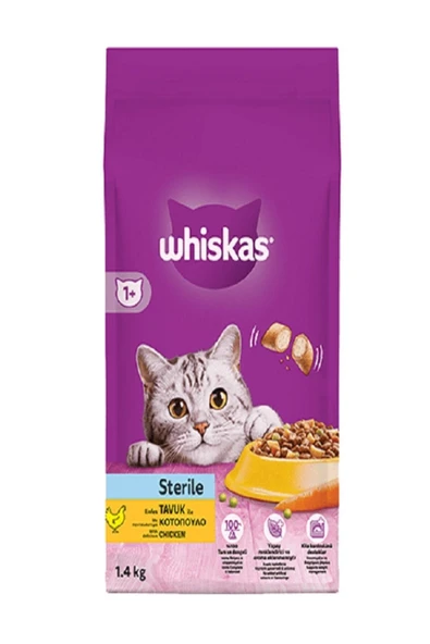 Whiskas ® Tavuklu Kısır Kuru Kedi Maması 1,4 Kg ürün görseli 1