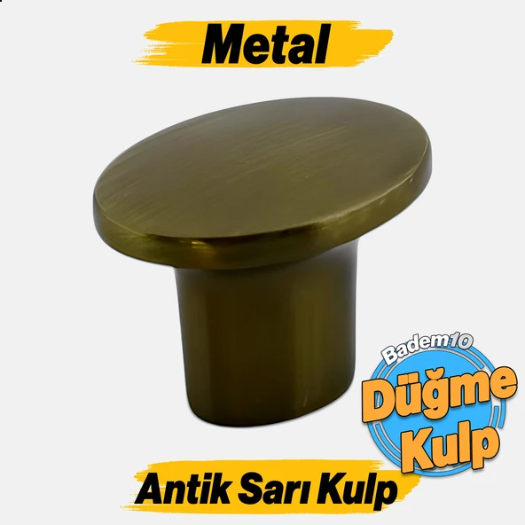 Avcı Antik Sarı Kulp Düğme Tek Vidalı Çekmece Mutfak Mobilya Dolabı Dolap Kulpu Kulbu Metal Kulpları ürün görseli 1