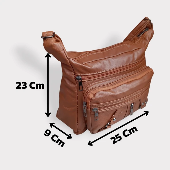 Bayan Çapraz Omuz Çantası Taba Gvn-0094 - Resim 6