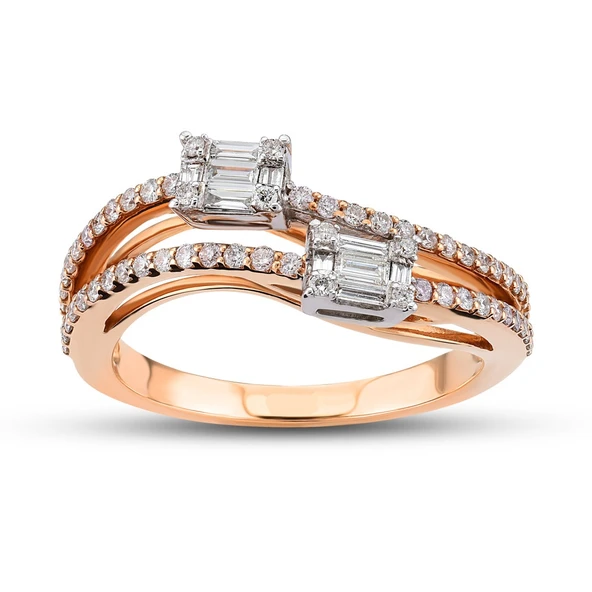 Harem Altın 0.43 Ct Baget Pırlanta Yüzük B8 ürün görseli 1