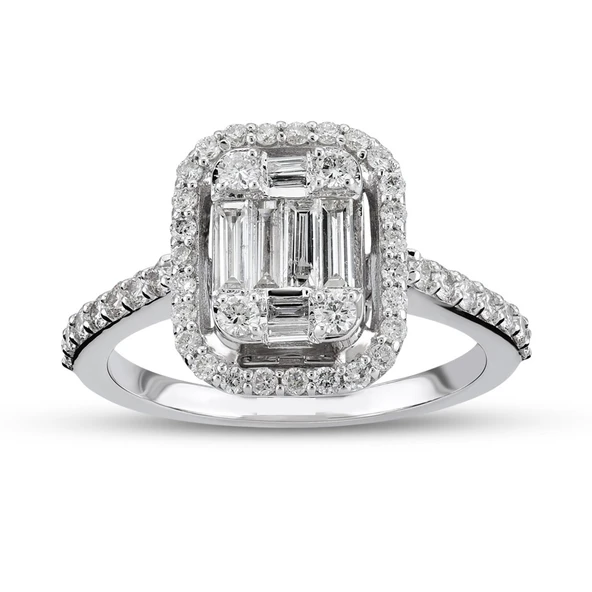 Harem Altın 0.72 Ct Baget Pırlanta Yüzük B17 ürün görseli 1