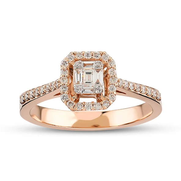 Harem Altın 0.32 Ct Baget Pırlanta Yüzük B18 ürün görseli 1