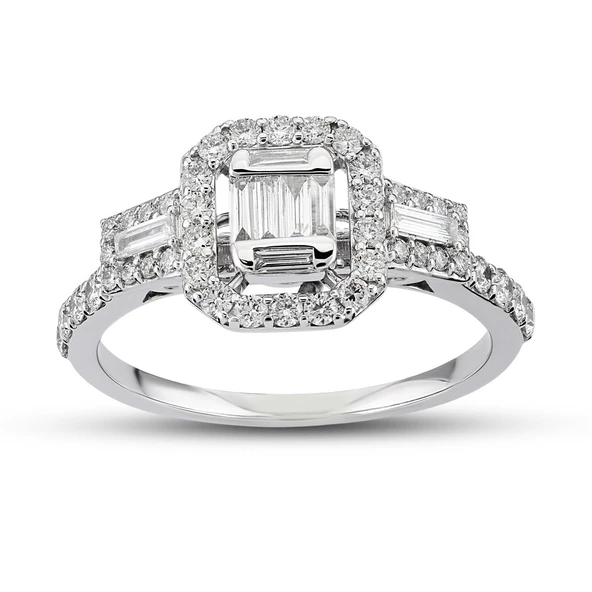 Harem Altın 0.63 Ct Baget Pırlanta Yüzük B12 ürün görseli 1