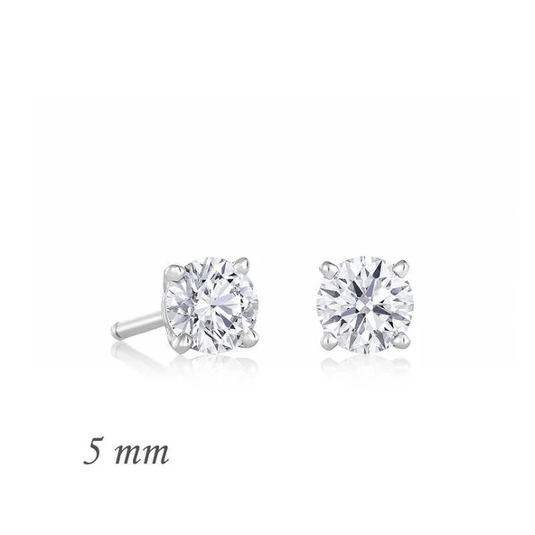 Harem Altın Gümüş Yuvarlak Tek Taş Zirkon Küpe - 5 mm ürün görseli 1