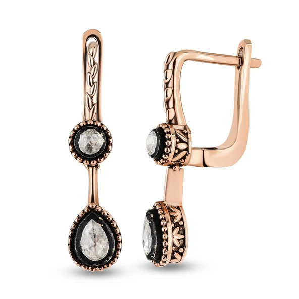 Harem Altın 0.15 Ct Elmas Zümrüt Küpe EK23 ürün görseli 1