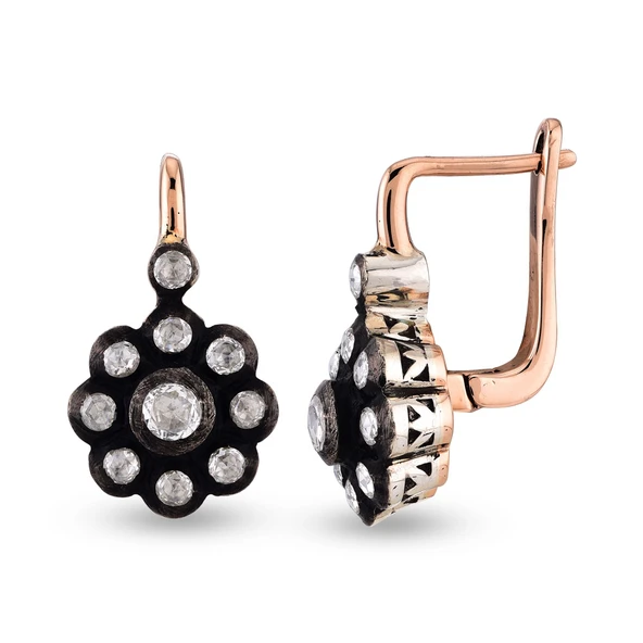 Harem Altın 0.24 Ct Elmas Zümrüt Küpe EK15 ürün görseli 1