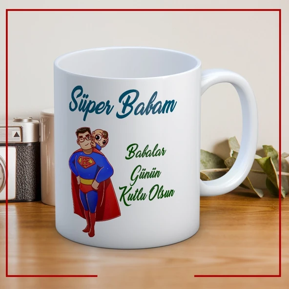 Süper Babam Baskılı Babalar Günü Kupa Bardak Kahve Kupa Bardak Mod2 ürün görseli 1