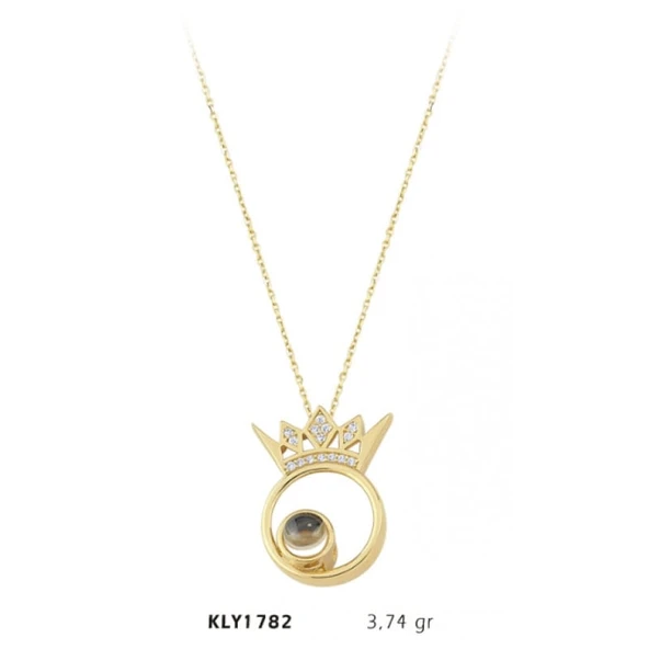 Harem Altın 14 Ayar Altın Kral Tacı Kolye KLY1782 ürün görseli 1