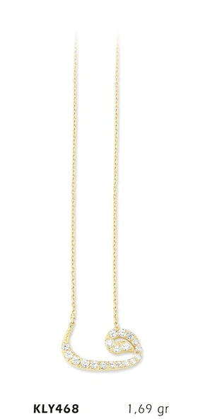 Harem Altın 14 Ayar Altın Vav Kolye KLY468 ürün görseli 1