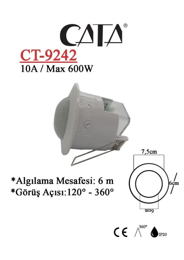 Cata CT- 9242 Sıva Altı Hareket Sensörü ürün görseli 1
