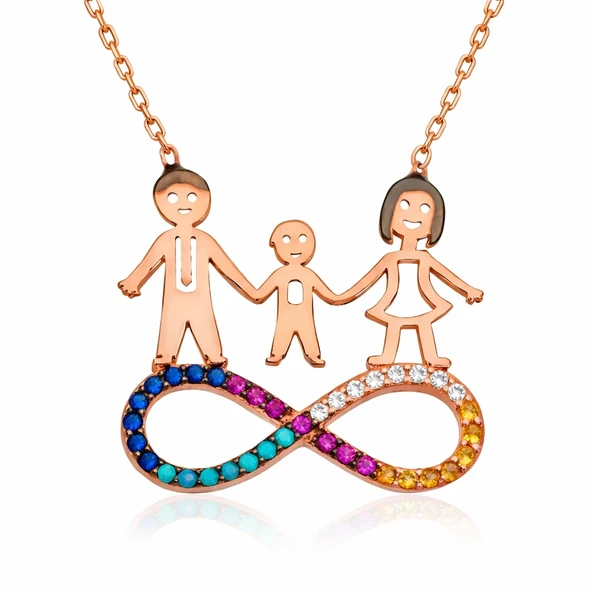 Harem Altın Gümüş Sonsuzluk Aile Bayan Kolye ürün görseli 1