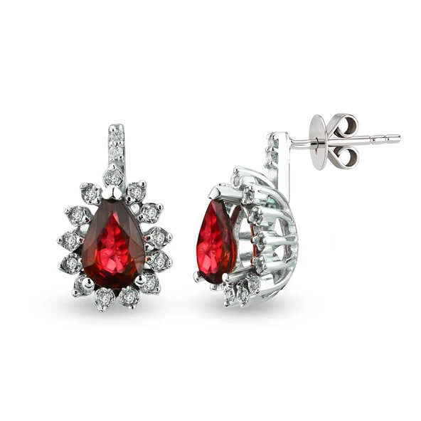 Harem Altın 1.06 Ct Pırlantalı Yakut Küpe RTK27 ürün görseli 1