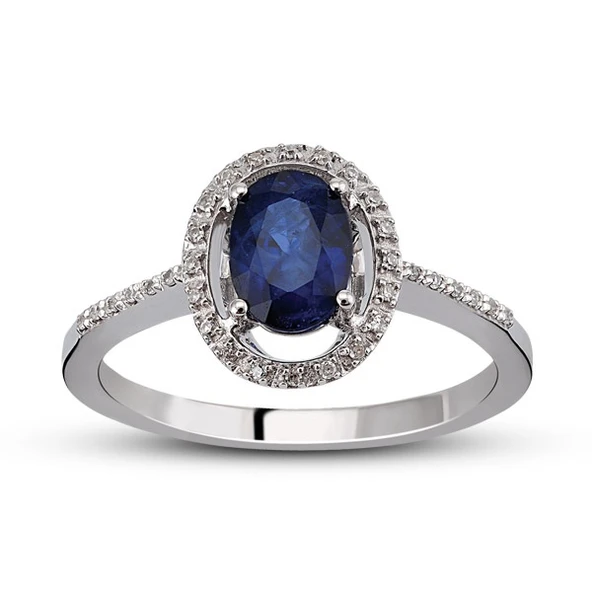 Harem Altın 0.80 Ct Pırlanta Safir Yüzük RTY15 ürün görseli 1
