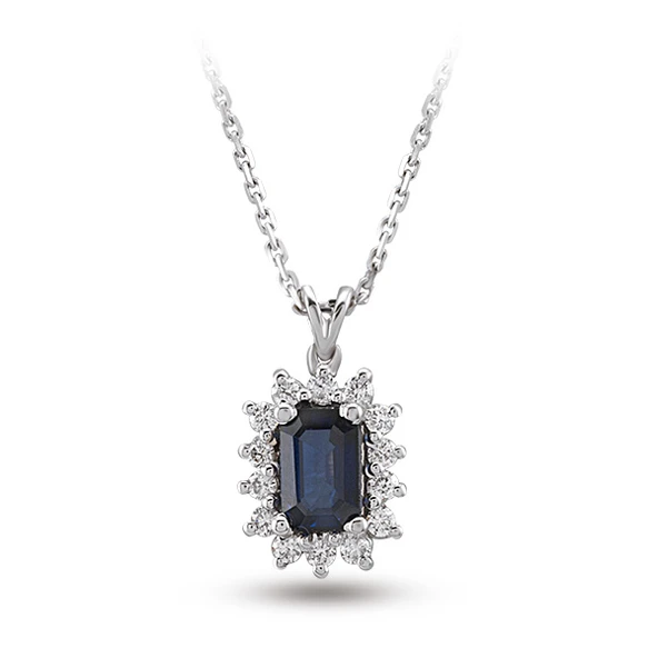 Harem Altın 0.71 Ct Pırlanta Safir Kolye RTKL16 ürün görseli 1