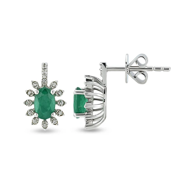 Harem Altın 0.72 Ct Pırlantalı Zümrüt Küpe RTK44 ürün görseli 1
