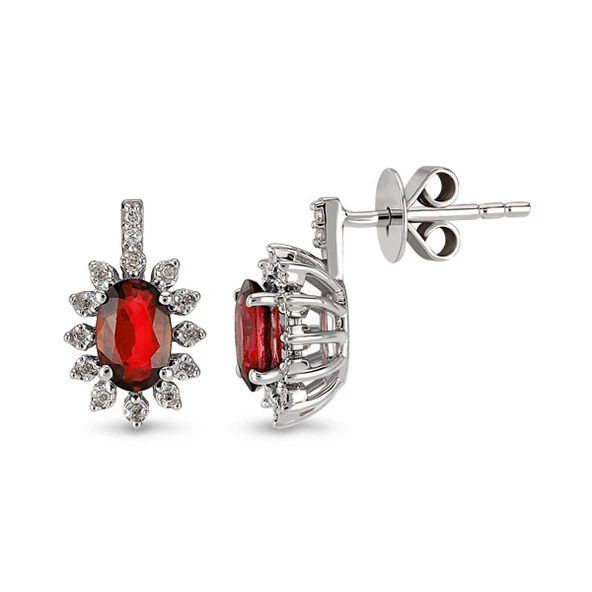 Harem Altın 1.26 Ct Pırlantalı Yakut Küpe RTK25 ürün görseli 1