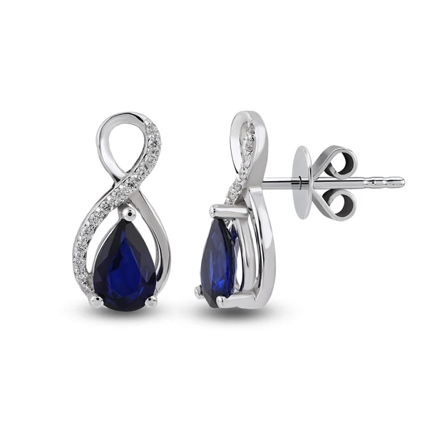 Harem Altın 0.91 Ct Pırlantalı Safir Küpe RTK34 ürün görseli 1