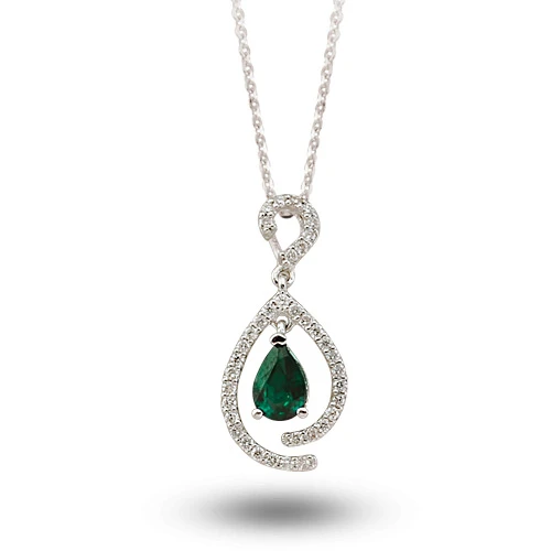 Harem Altın 0.48 Ct Pırlanta Zümrüt Kolye RTKL22 ürün görseli 1