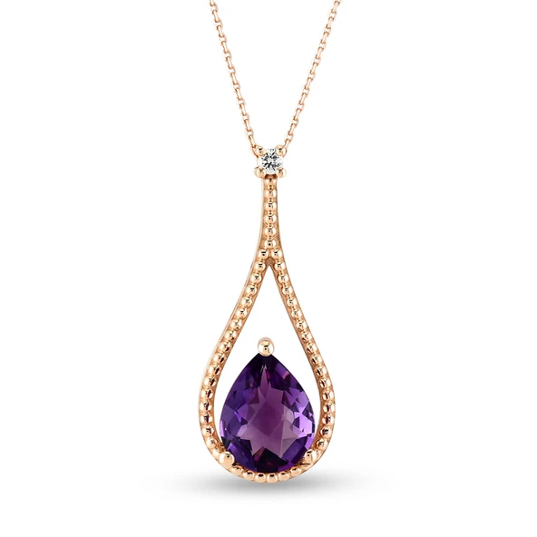 Harem Altın 1.33 Ct Pırlanta Ametist Taşlı Kolye RTKL55 ürün görseli 1