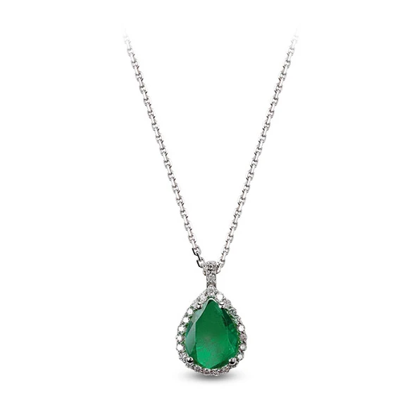 Harem Altın 0.73 Ct Pırlanta Zümrüt Taşlı Kolye RTKL8 ürün görseli 1