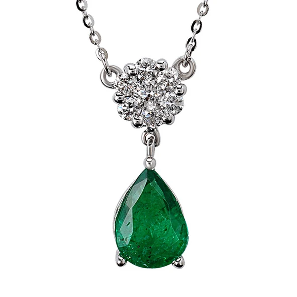 Harem Altın 1.07 Ct Pırlanta Zümrüt Taşlı Kolye RTKL7 ürün görseli 1