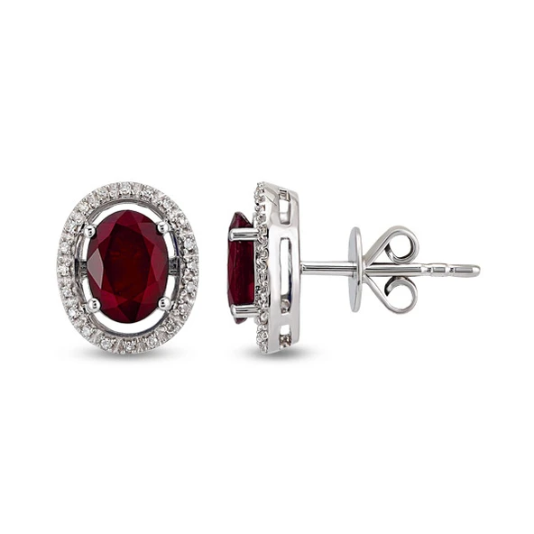 Harem Altın 2.34 Ct Pırlantalı Yakut Küpe RTK9 ürün görseli 1