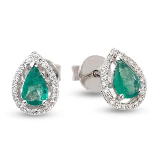 Harem Altın 0.96 Ct Pırlantalı Zümrüt Küpe RTK15 ürün görseli 1