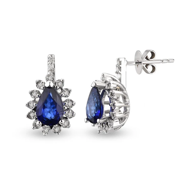 Harem Altın 0.86 Ct Pırlantalı Safir Küpe RTK26 ürün görseli 1