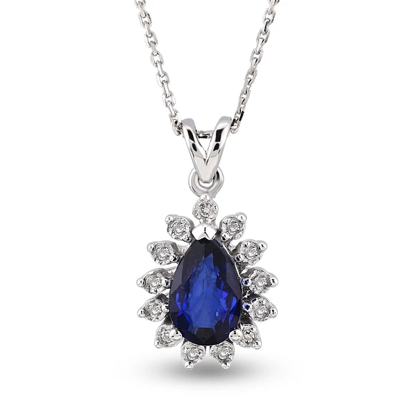 Harem Altın 0.42 Ct Pırlanta Safir Kolye RTKL34 ürün görseli 1
