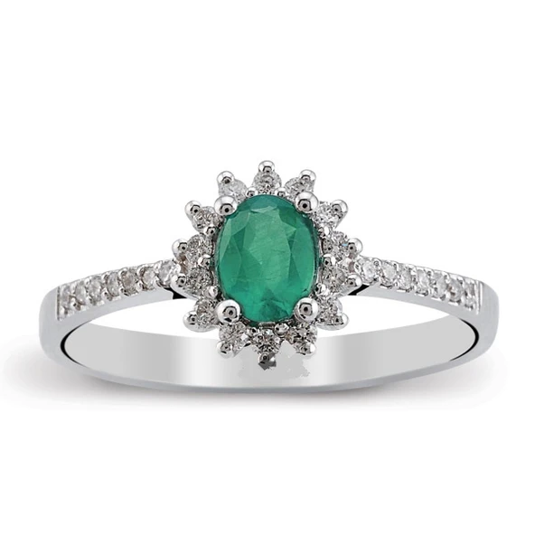 Harem Altın 0.43 Ct Pırlanta Zümrüt Yüzük RTY16 ürün görseli 1