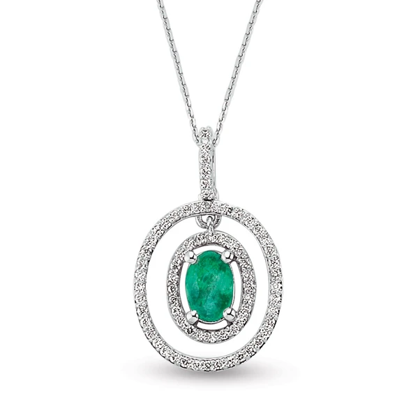 Harem Altın 1.00 Ct Pırlanta Zümrüt Taşlı Kolye RTKL44 ürün görseli 1