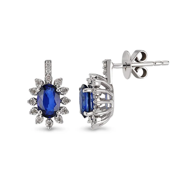 Harem Altın 1.06 Ct Pırlantalı Safir Küpe RTK28 ürün görseli 1