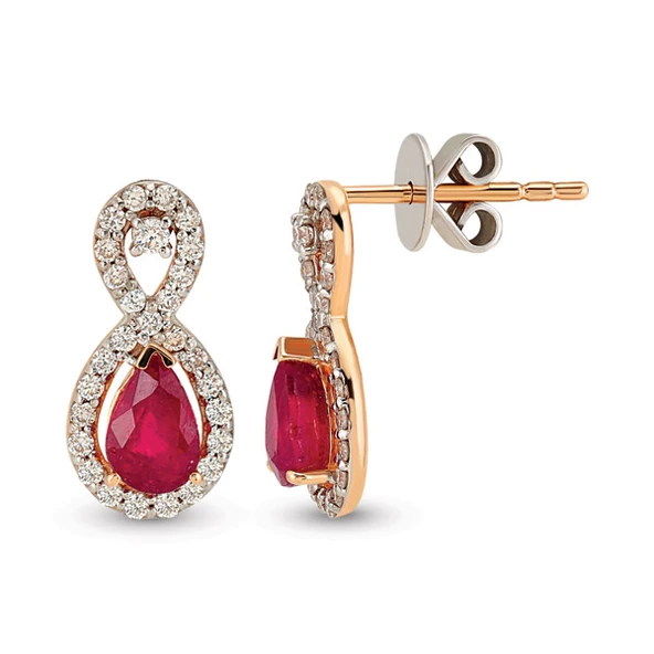 Harem Altın 1.77 Ct Pırlantalı Yakut Küpe RTK10 ürün görseli 1