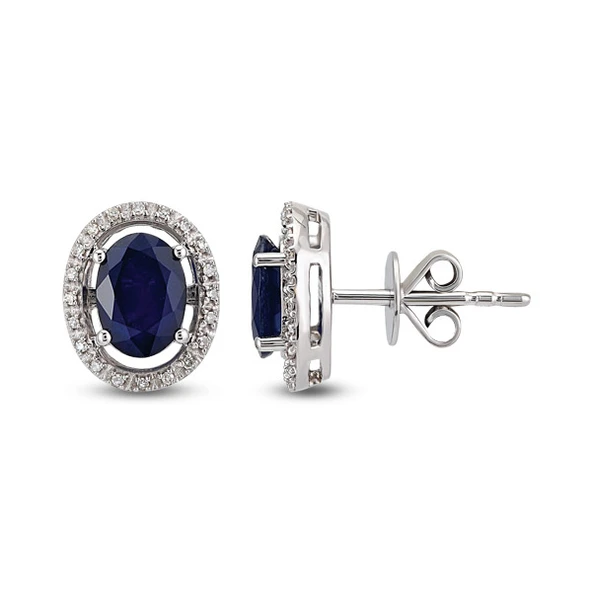 Harem Altın 1.56 Ct Pırlantalı Safir Küpe RTK3 ürün görseli 1