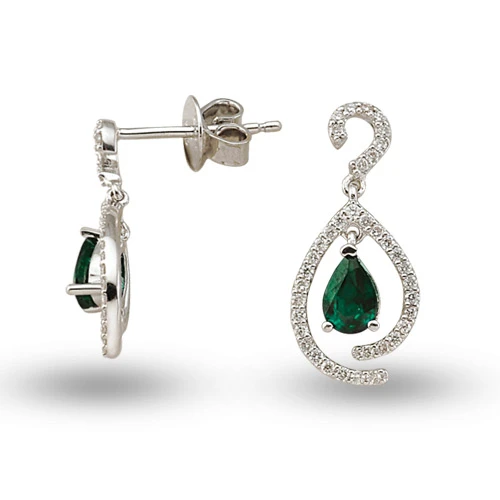Harem Altın 0.98 Ct Pırlantalı Zümrüt Küpe RTK16 ürün görseli 1