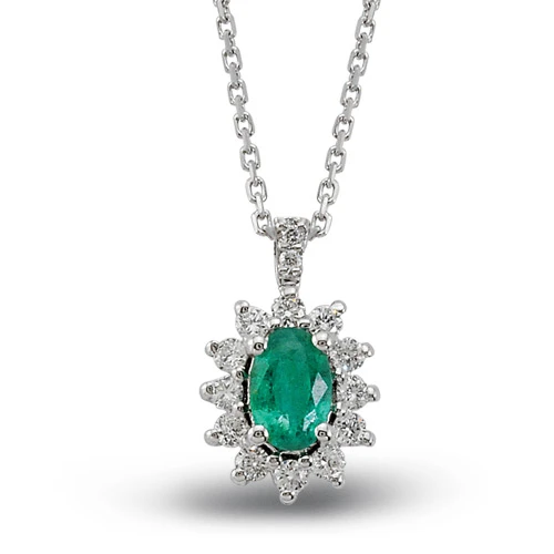Harem Altın 0.64 Ct Pırlanta Zümrüt Kolye RTKL23 ürün görseli 1