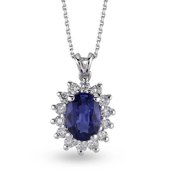 Harem Altın 1.14 Ct Pırlanta Safir Kolye RTKL32 ürün görseli 1