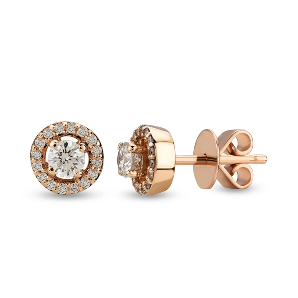 Harem Altın 0.24 Ct Etrafı Taşlı Tektaş Pırlanta Küpe TKPE12 ürün görseli 1