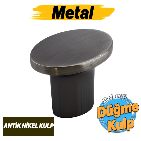 Avcı Antik Nikel Kulp Düğme Tek Vidalı Çekmece Mutfak Mobilya Dolabı Dolap Kulpu Kulbu Metal Kulpları ürün görseli 1