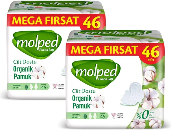 Molped Pure & Soft Normal 46'lı 2 Adet Hijyenik Ped ürün görseli 1