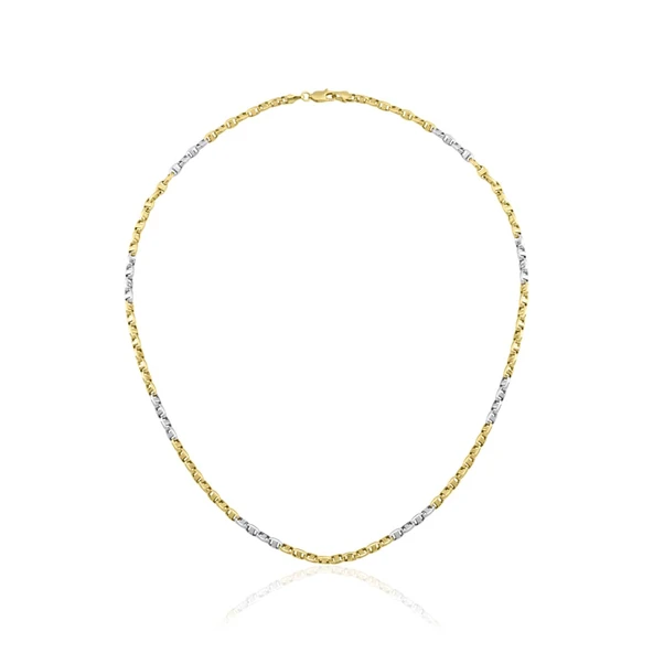 Harem Altın Oval Barlı Yeşil Beyaz Zincir Kolye ZKU105 ürün görseli 1