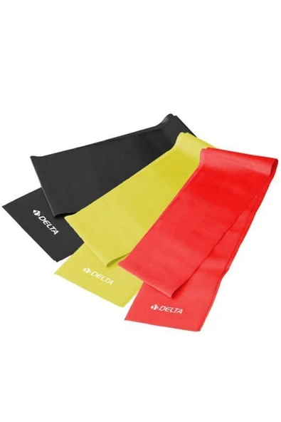 Delta  3 'lü Pilates Bandı 120 Cm x 15 Cm Egzersiz Direnç Lastiği (Uç Kısmı Açık) ürün görseli 1