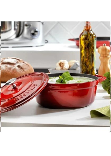 Schafer Guss Chef Döküm Derin Tencere 20Cm-2 Parça-Kırmızı ürün görseli 1