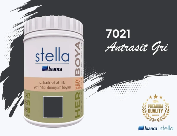 BİANCA STELLA SU BAZLI SAF AKRİLİK BOYA 1 LİTRE ANTRASİT GRİ ürün görseli 1