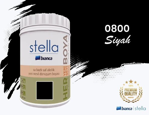 BİANCA STELLA SU BAZLI SAF AKRİLİK BOYA 1 LİTRE SİYAH ürün görseli 1