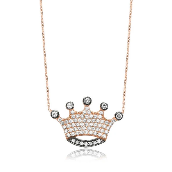 Harem Altın Gümüş Kraliçe Tacı Bayan Kolye ürün görseli 1